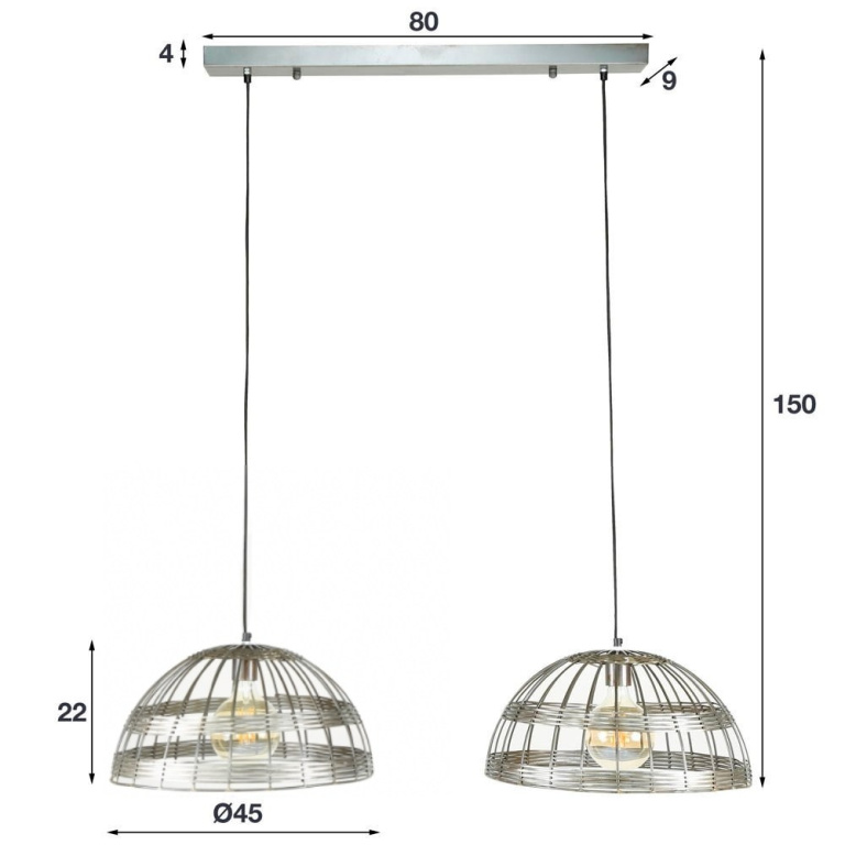 famlights famlights | Pendelleuchte Lio in Nickel E27 2-flammig