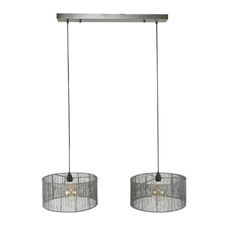 famlights famlights | Pendelleuchte Edgar in Silber E27 2-flammig