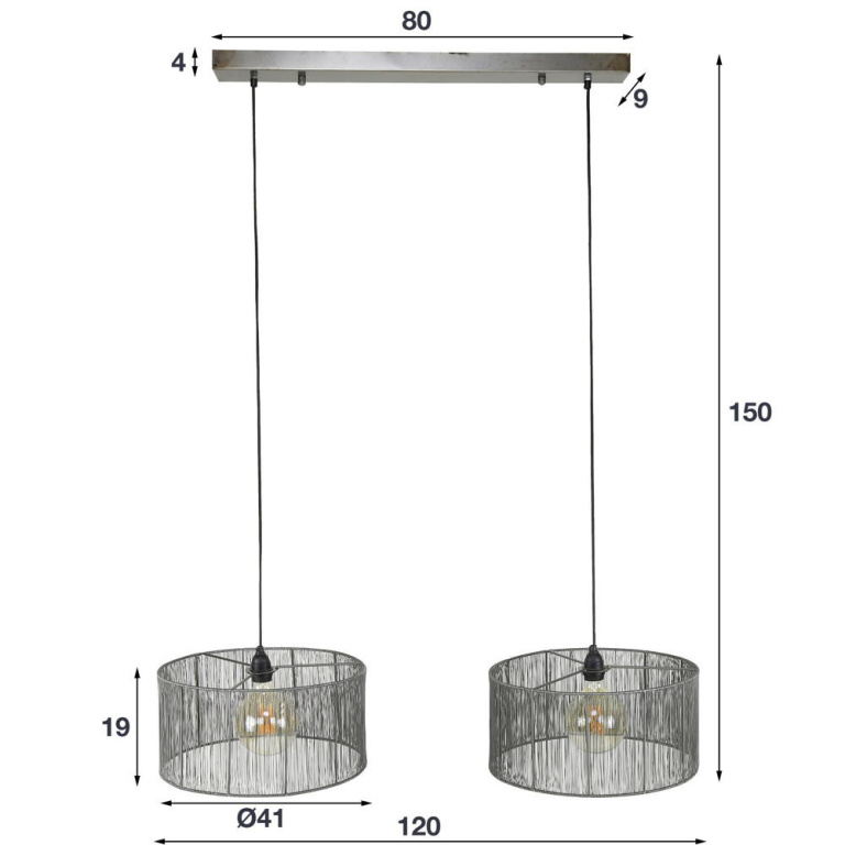 famlights famlights | Pendelleuchte Edgar in Silber E27 2-flammig