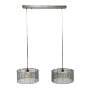 famlights | Pendelleuchte Edgar in Silber E27 2-flammig