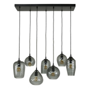 famlights | Pendelleuchte Liana in Schwarz-transparent E27 7-flammig