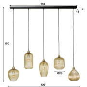 famlights | Pendelleuchte Melis in Bernstein E27 5-flammig