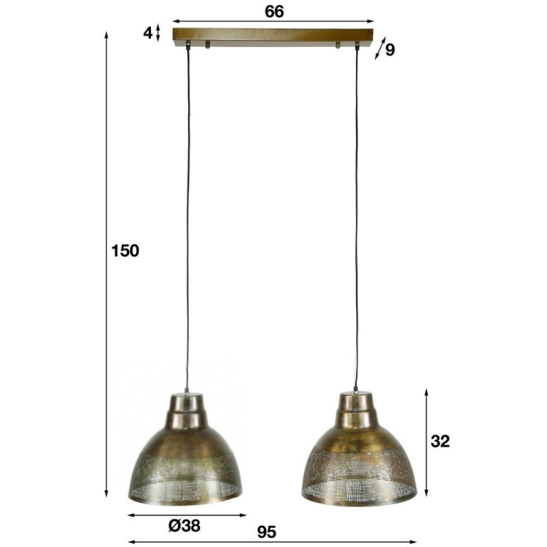 famlights famlights | Pendelleuchte Evelina aus Metall in Bronze-matt 2xE27