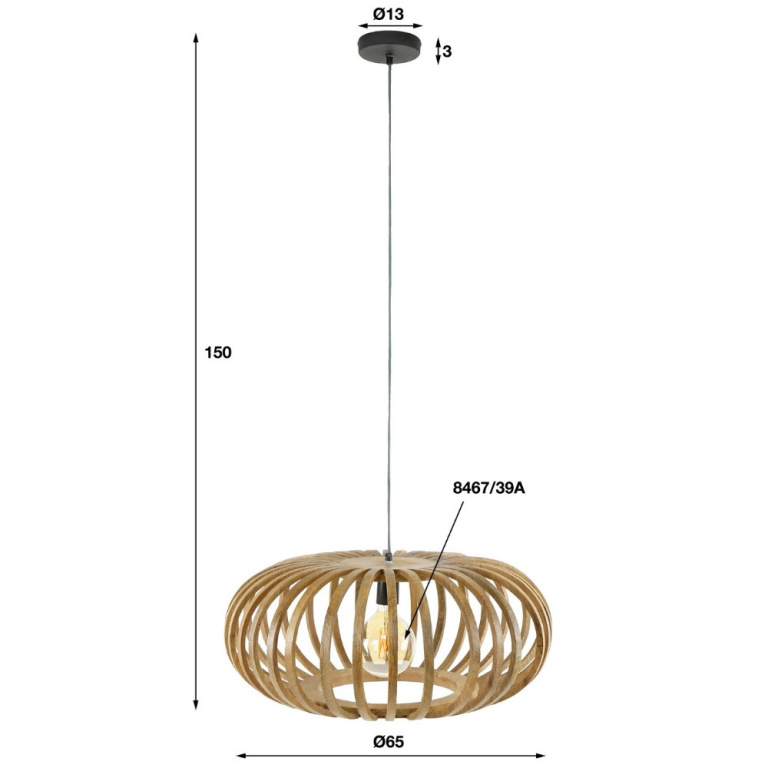 famlights famlights | Pendelleuchte Mats in Natur-hell E27 1-flammig