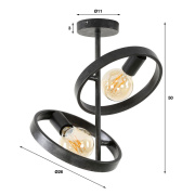 famlights | Deckenleuchte Christopher in Schwarz E27 2-flammig