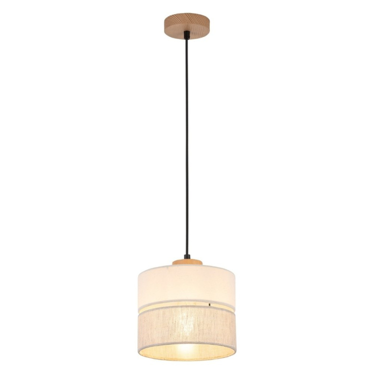 famlights famlights | Pendelleuchte Amal in Beige E27 1-flammig 200mm