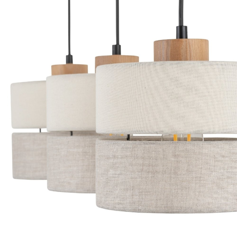 famlights famlights | Pendelleuchte Amal in Beige E27 3-flammig