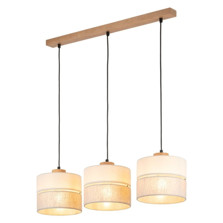 famlights famlights | Pendelleuchte Amal in Beige E27 3-flammig