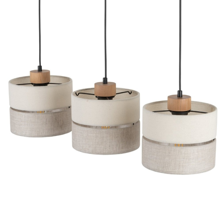 famlights famlights | Pendelleuchte Amal in Beige E27 3-flammig