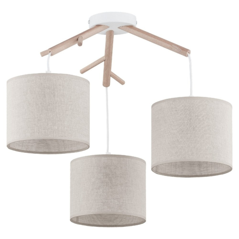 famlights famlights | Deckenleuchte Christiano in Beige E27 3-flammig