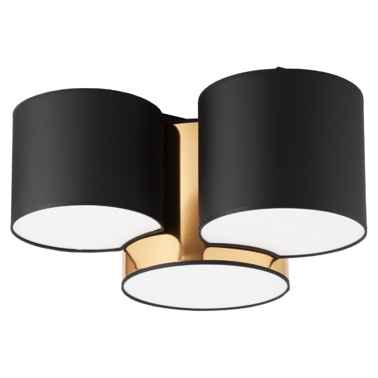 famlights famlights | Deckenleuchte Leonhard in Schwarz und Gold E27 3-flammig