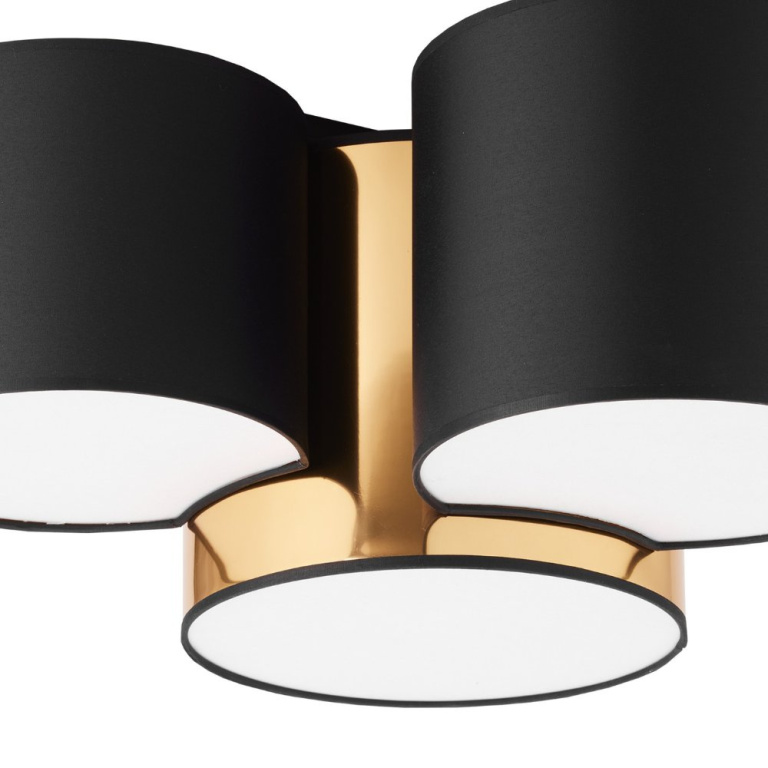 famlights famlights | Deckenleuchte Leonhard in Schwarz und Gold E27 3-flammig