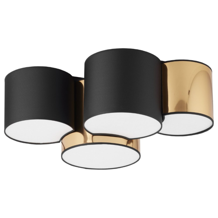 famlights famlights | Deckenleuchte Leonhard in Schwarz und Gold E27 4-flammig