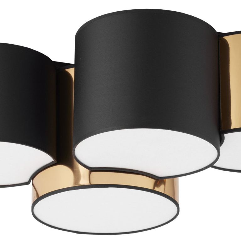 famlights famlights | Deckenleuchte Leonhard in Schwarz und Gold E27 4-flammig