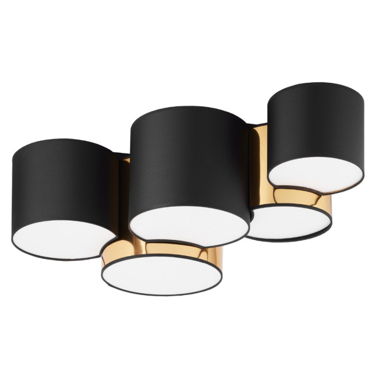 famlights famlights | Deckenleuchte Leonhard in Schwarz und Gold E27 5-flammig