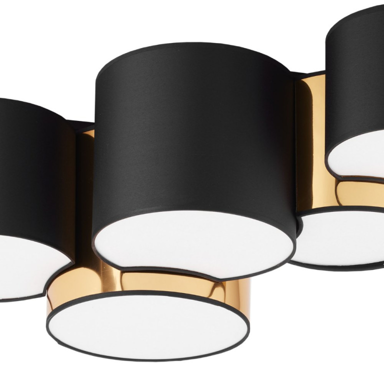 famlights famlights | Deckenleuchte Leonhard in Schwarz und Gold E27 5-flammig