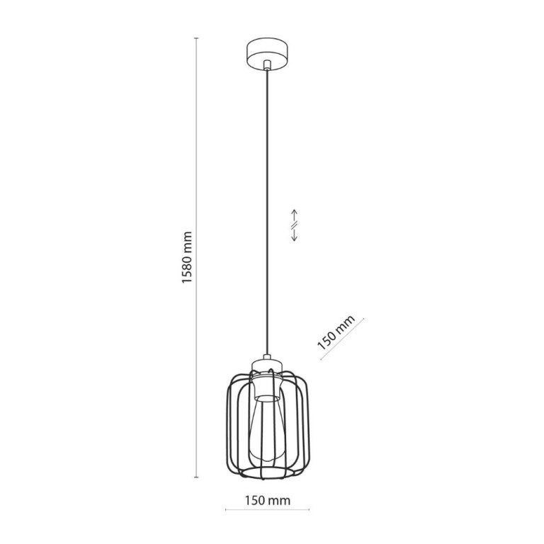 famlights famlights | Pendelleuchte Alexa in Schwarz E27 1-flammig