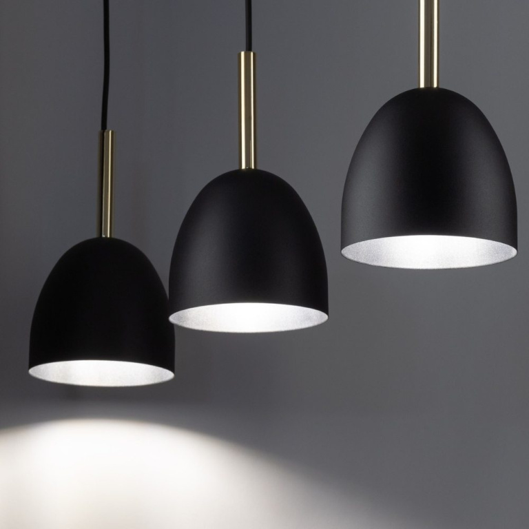 famlights famlights | Pendelleuchte Jessika in Schwarz E27 3-flammig