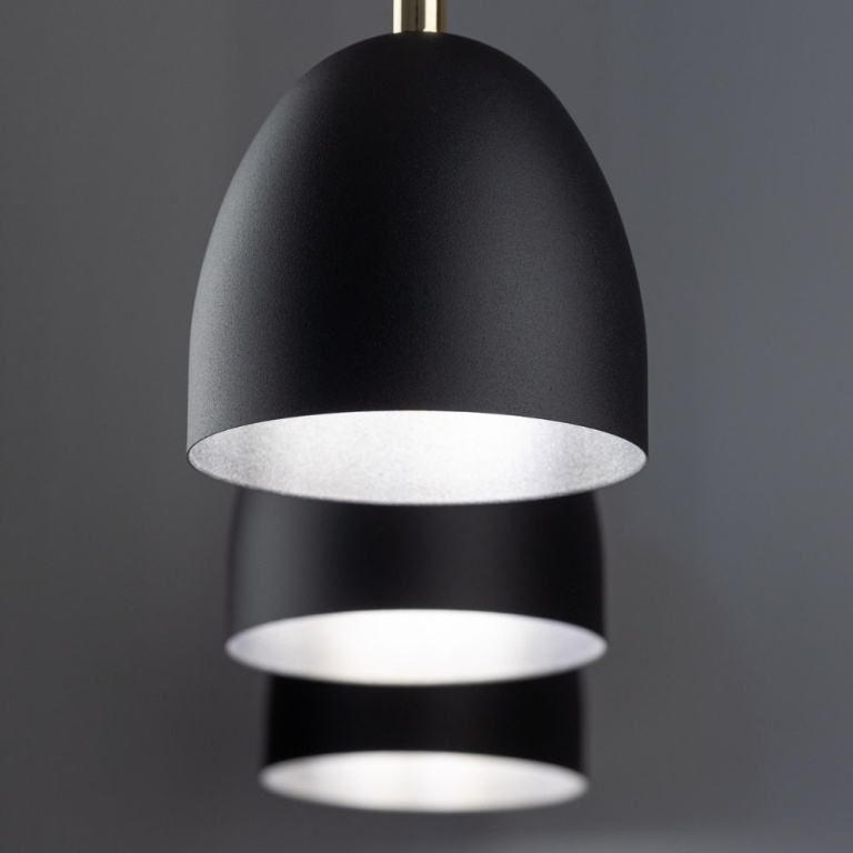 famlights famlights | Pendelleuchte Jessika in Schwarz E27 3-flammig