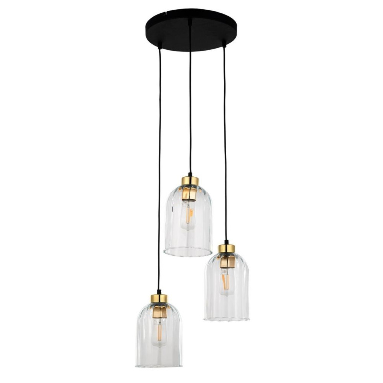 famlights famlights | Pendelleuchte Marleen in Transparent E27 3-flammig