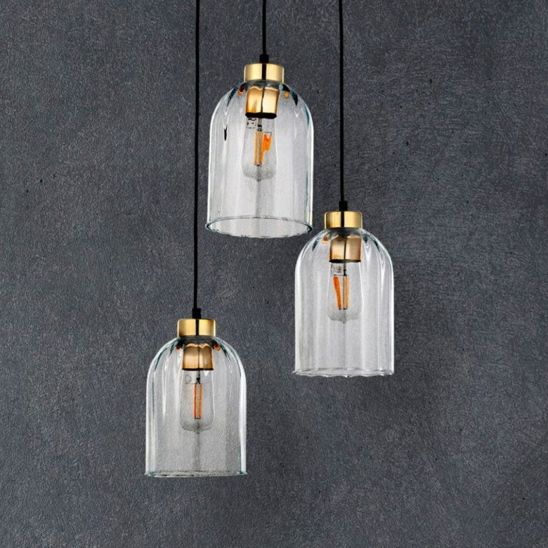 famlights famlights | Pendelleuchte Marleen in Transparent E27 3-flammig