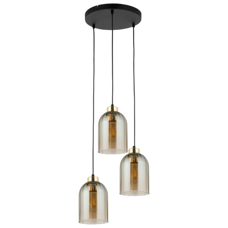 famlights famlights | Pendelleuchte Marleen in Gold E27 3-flammig