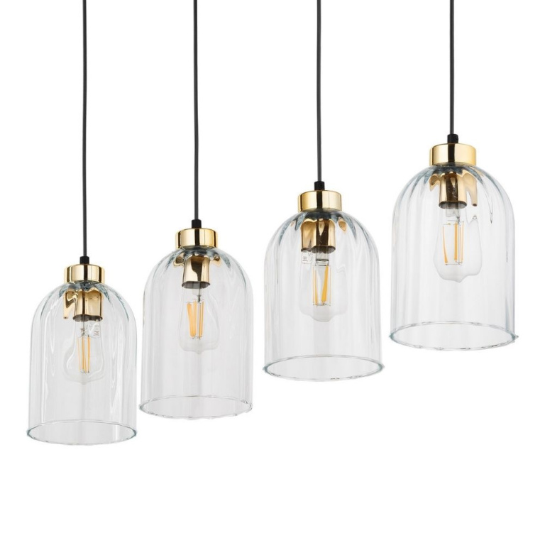 famlights famlights | Pendelleuchte Marleen in Transparent E27 4-flammig