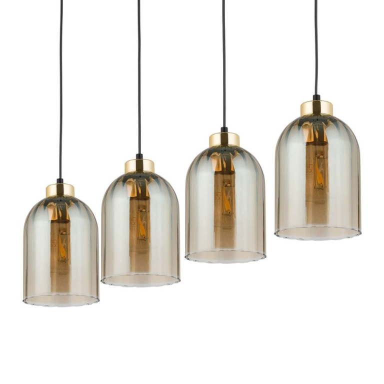 famlights famlights | Pendelleuchte Marleen in Gold E27 4-flammig