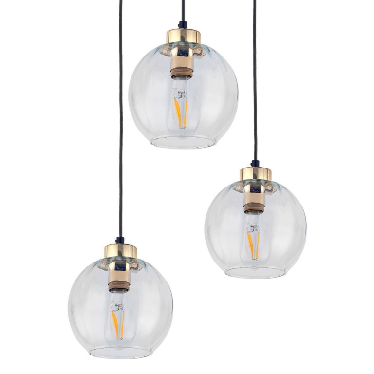 famlights famlights | Pendelleuchte Mariella in Transparent E27 3-flammig rund