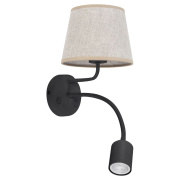 famlights | Wandleuchte Tim in Beige und Schwarz E27 mit Lesearm