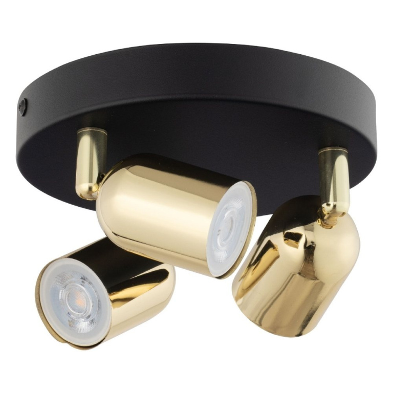 famlights famlights | Deckenleuchte Jonah in Schwarz und Gold GU10 3-flammig rund