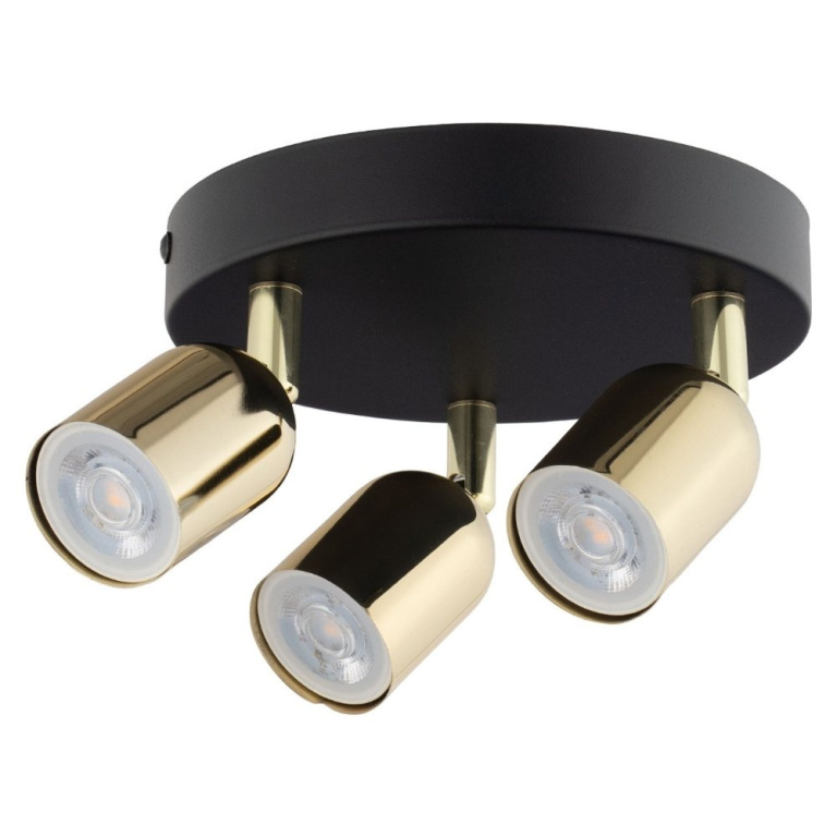 famlights famlights | Deckenleuchte Jonah in Schwarz und Gold GU10 3-flammig rund