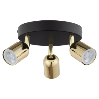 famlights famlights | Deckenleuchte Jonah in Schwarz und Gold GU10 3-flammig rund