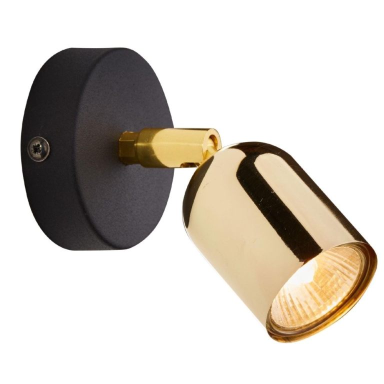 famlights famlights | Wand- und Deckenleuchte Jonah in Schwarz und Gold GU10 1-flammig