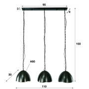 famlights | Pendelleuchte Mael in Nickel-matt E27 3-flammig