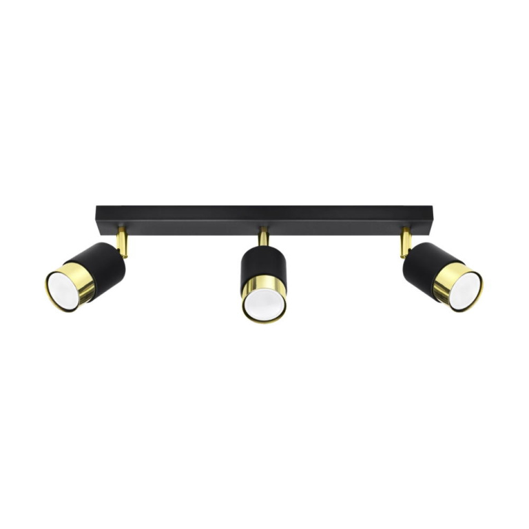 famlights famlights | Deckenleuchte Neal in Schwarz und Gold GU10 3-flammig