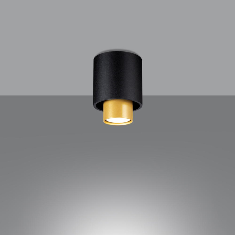 famlights famlights | Deckenaufbauspot Neele in Schwarz und Gold GU10