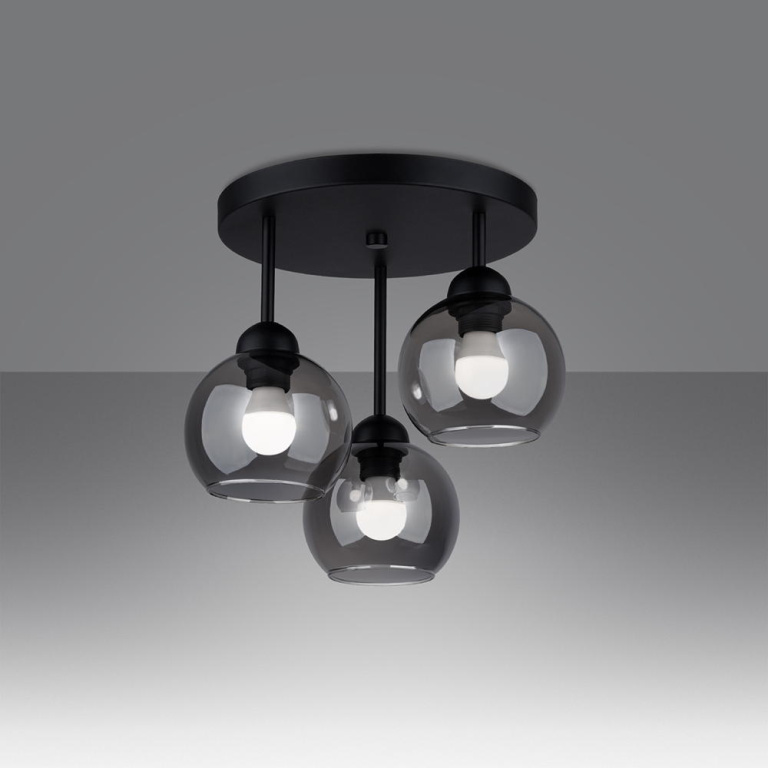 famlights famlights | Pendelleuchte Ali in Schwarz E27 3-flammig rund