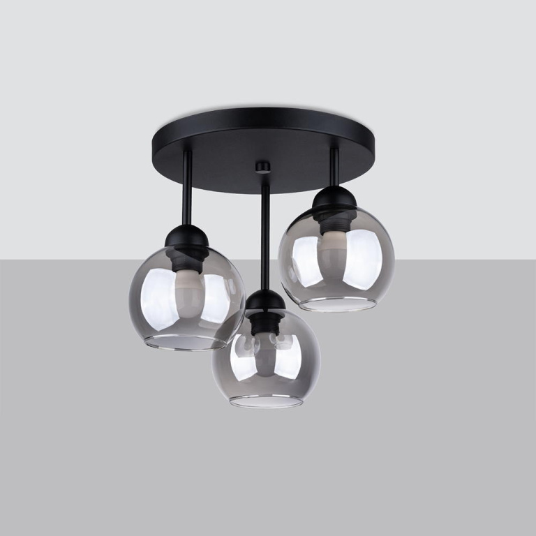 famlights famlights | Pendelleuchte Ali in Schwarz E27 3-flammig rund