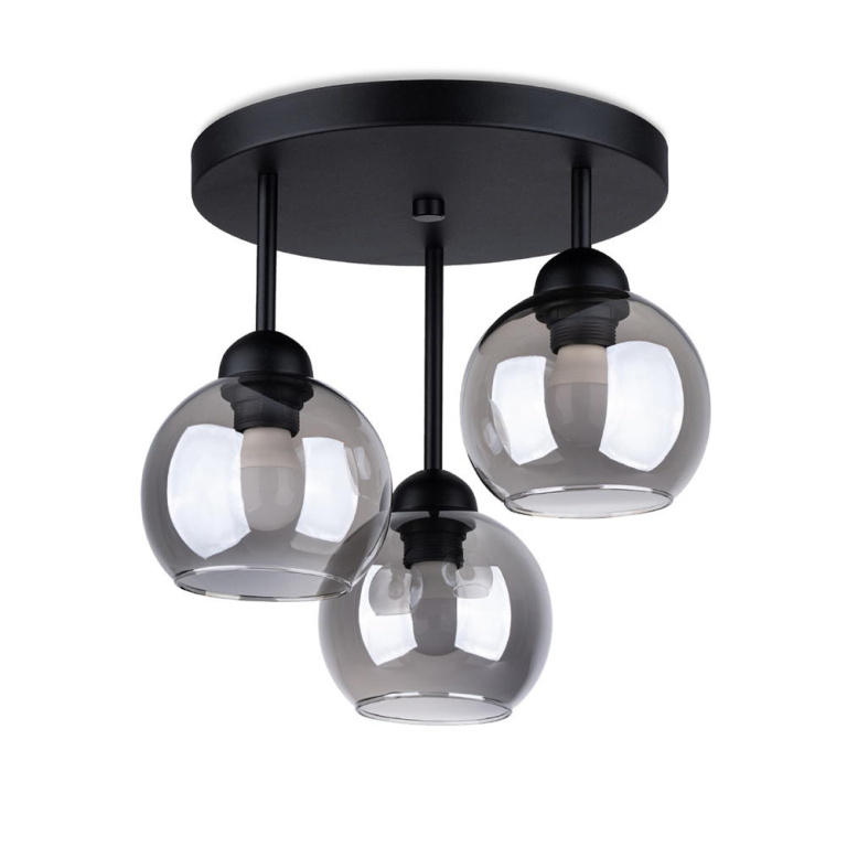 famlights famlights | Pendelleuchte Ali in Schwarz E27 3-flammig rund