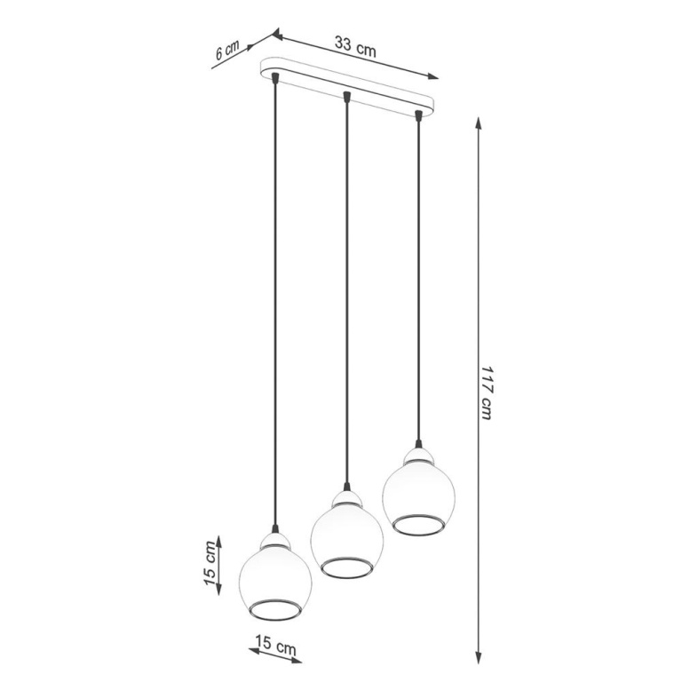 famlights famlights | Pendelleuchte Ali in Schwarz E27 3-flammig linear