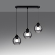 famlights | Pendelleuchte Ali in Schwarz E27 3-flammig linear