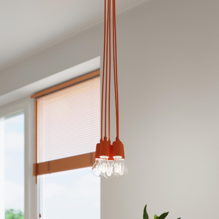 famlights famlights | Pendelleuchte Dani in Orange E27 3-flammig