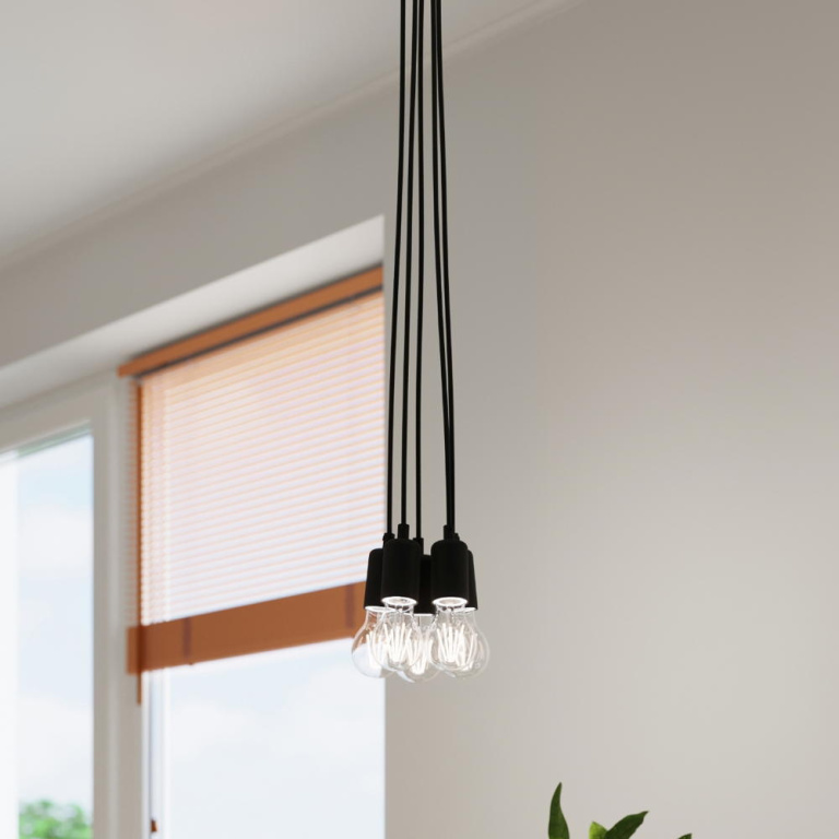 famlights famlights | Pendelleuchte Dani in Schwarz E27 3-flammig