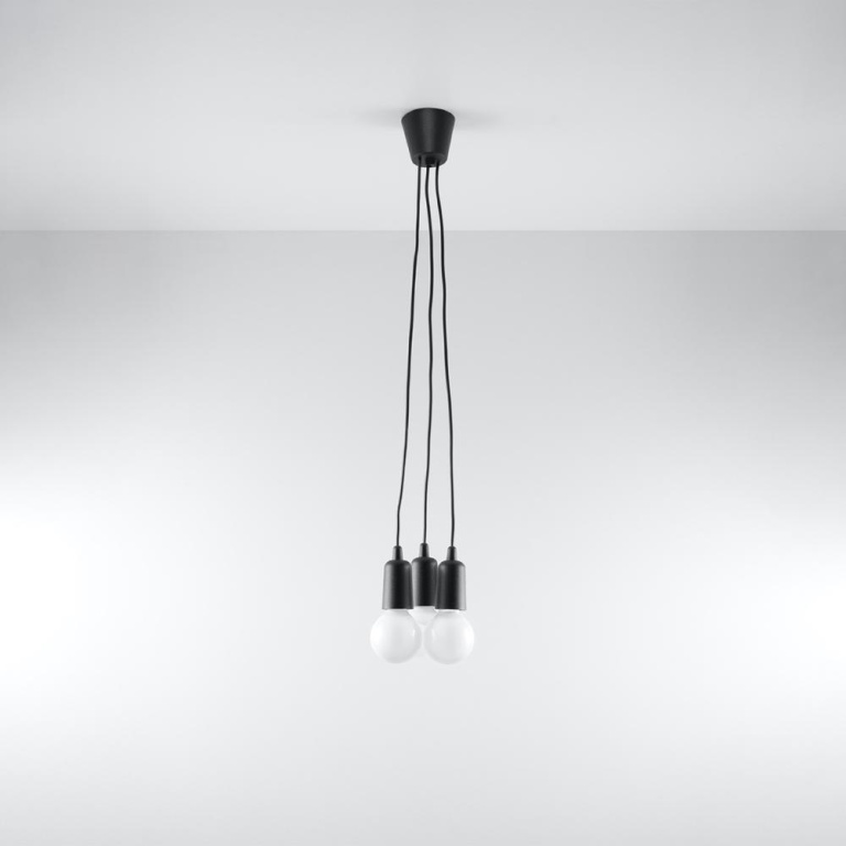 famlights famlights | Pendelleuchte Dani in Schwarz E27 3-flammig