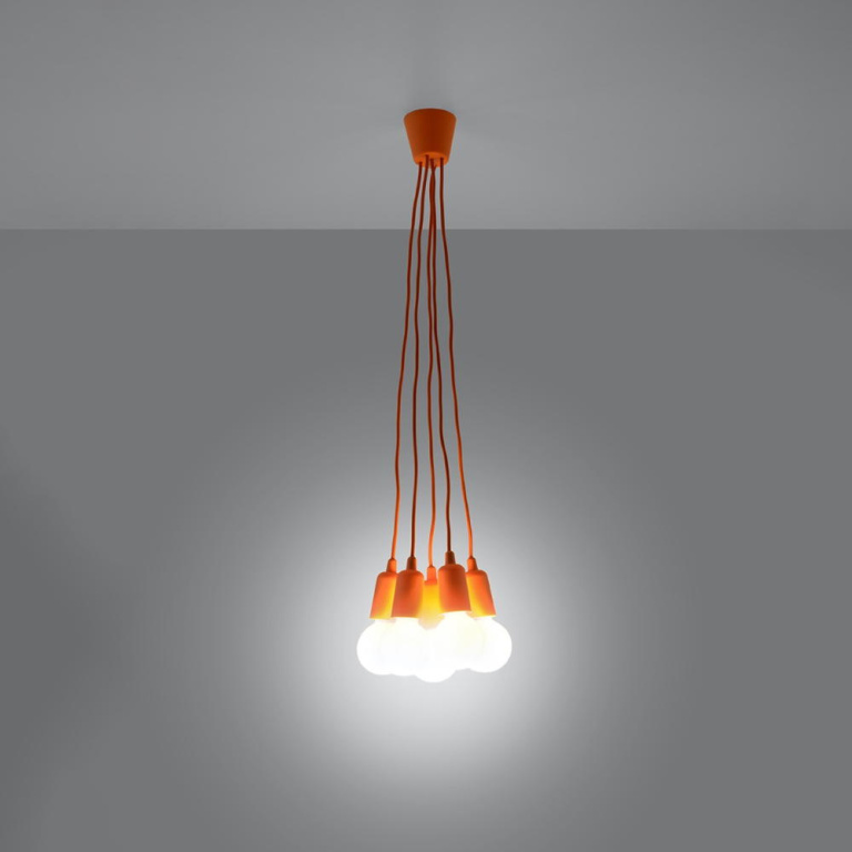 famlights famlights | Pendelleuchte Dani in Orange E27 5-flammig