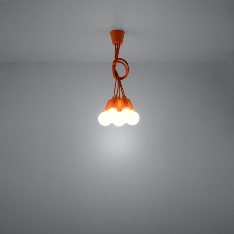 famlights famlights | Pendelleuchte Dani in Orange E27 5-flammig