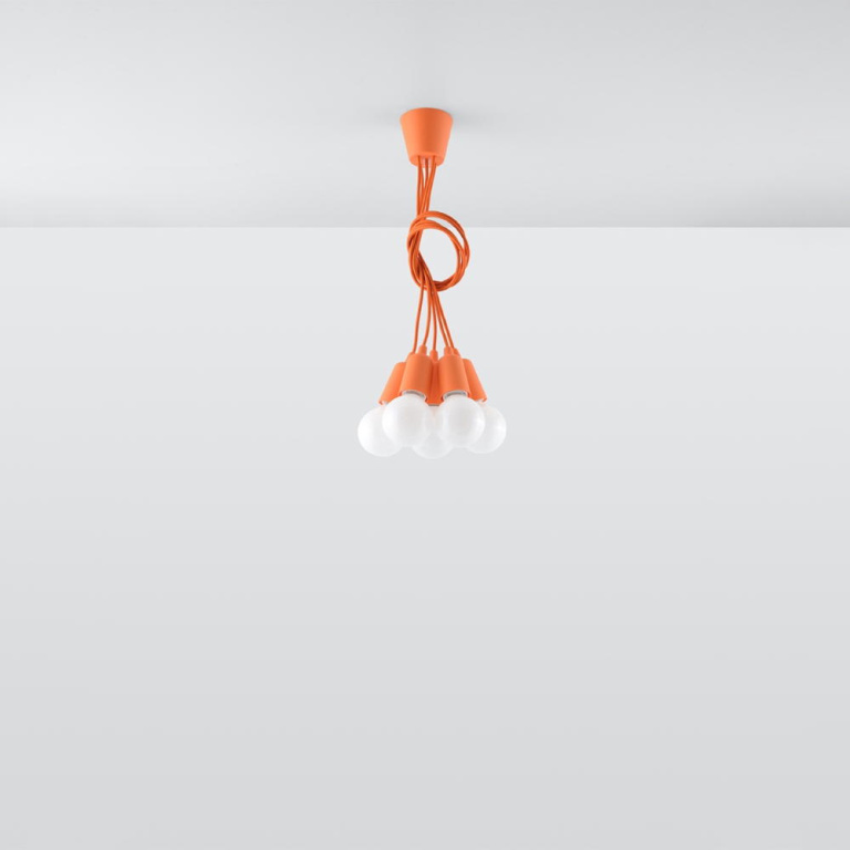 famlights famlights | Pendelleuchte Dani in Orange E27 5-flammig