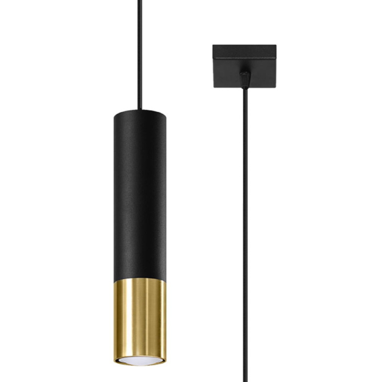 famlights famlights | Pendelleuchte Loys in Schwarz und Gold GU10 1-flammig