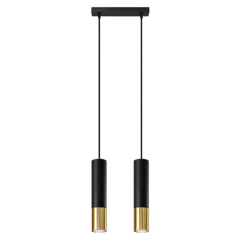 famlights famlights | Pendelleuchte Loys in Schwarz und Gold GU10 2-flammig